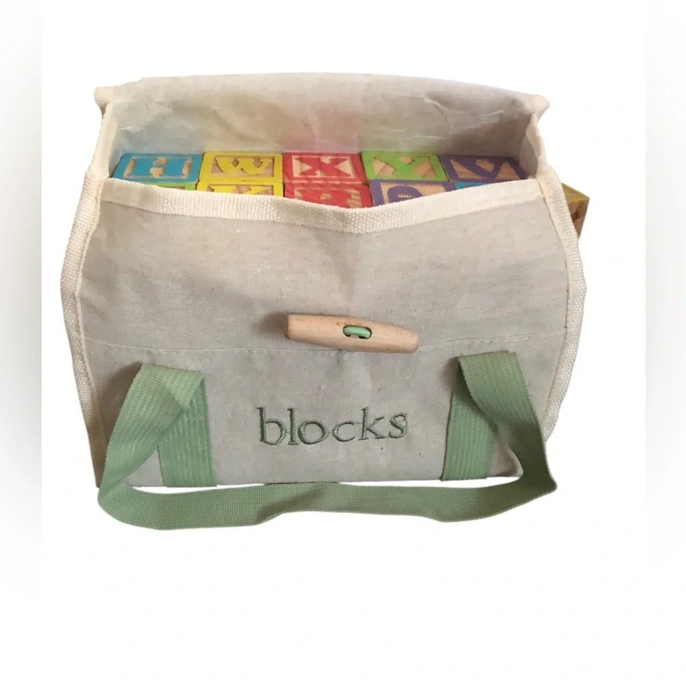 Wooden Multicolor Alphabet Blocks Set with Carry Bag
